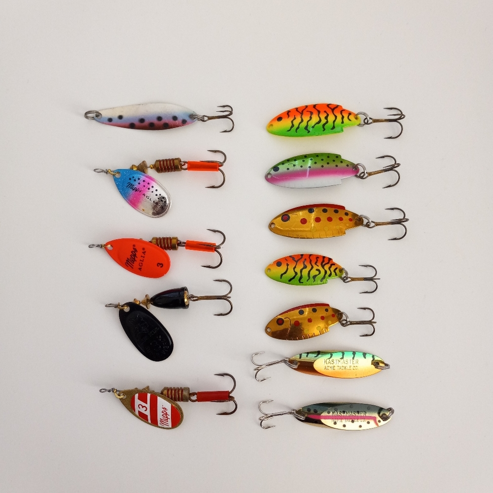 Fresh Water fishing lure lot Mepps Needle Fish Thomas Blue Fox Kastmaster EUC